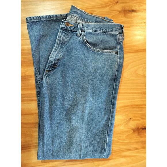 Wrangler Regular Fit Jeans 35x32 Blue Denim Mens Classic Straight Leg - Picture 7 of 9